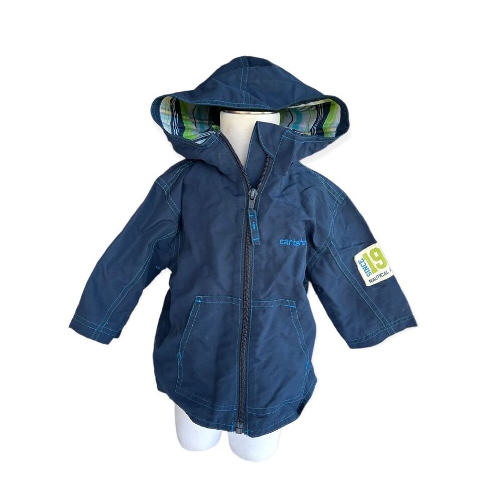 Baby Boys Carters Nautical Hooded Lightweight Full Zip Jacket - Sz 12 mo